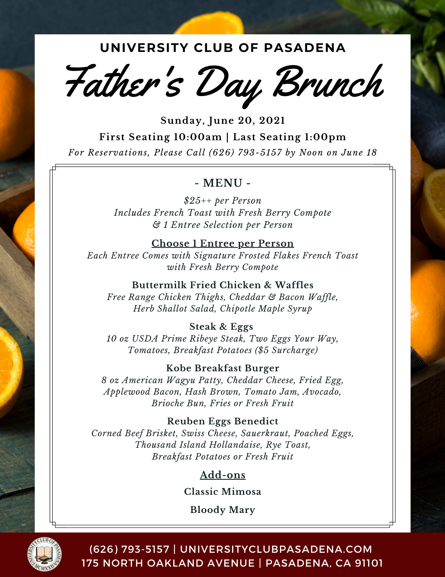 Father s Day Brunch 6 20 2021 University Club Of Pasadena Father s Day Brunch 6 20 2021 University Club Of Pasadena
